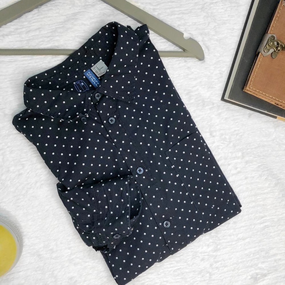 H&M Polka Dot Long Sleeve Button Down Shirt